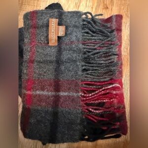 Elliot Mulryan Plaid Wool Scarf 9” Wide 100% Cashmere Plaid Tartan Fisherman